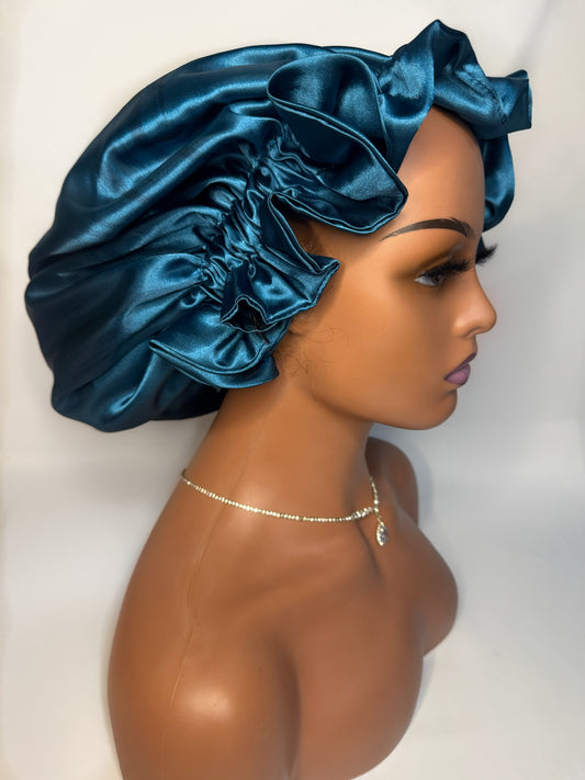 TEAL SATIN BONNET