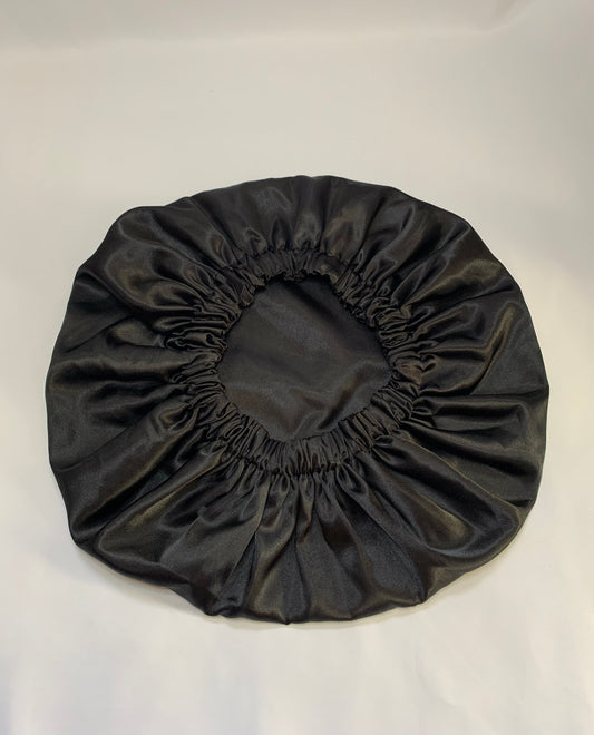 BLACK SATIN BONNET