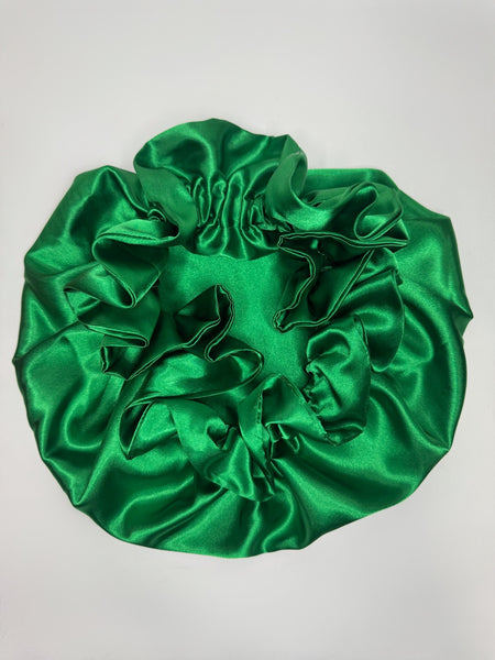 GREEN SATIN BONNET
