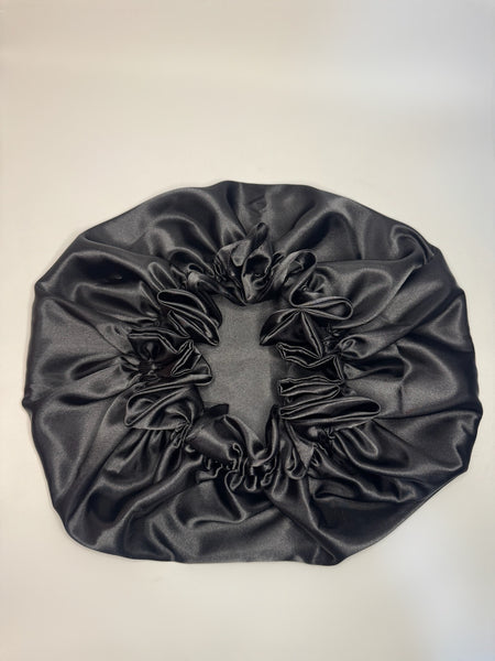 BLACK SATIN BONNET