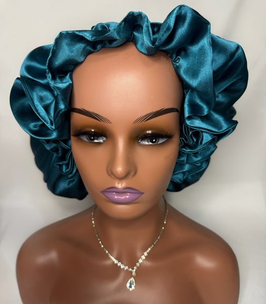 TEAL SATIN BONNET