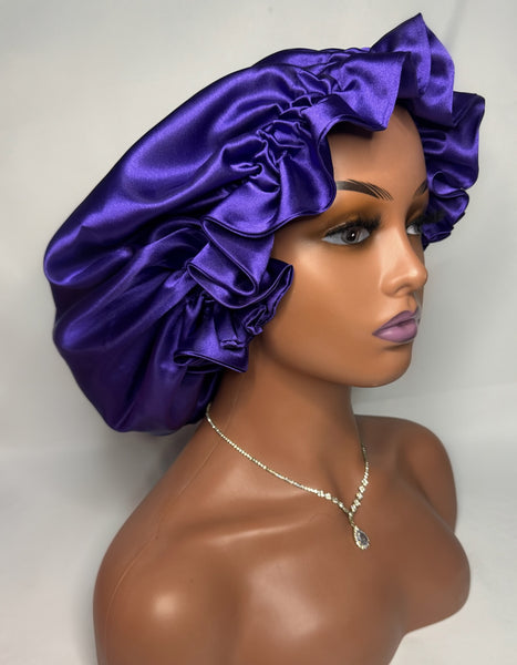 PURPLE SATIN BONNET