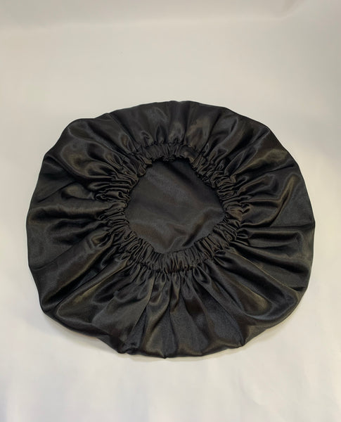BLACK SATIN BONNET
